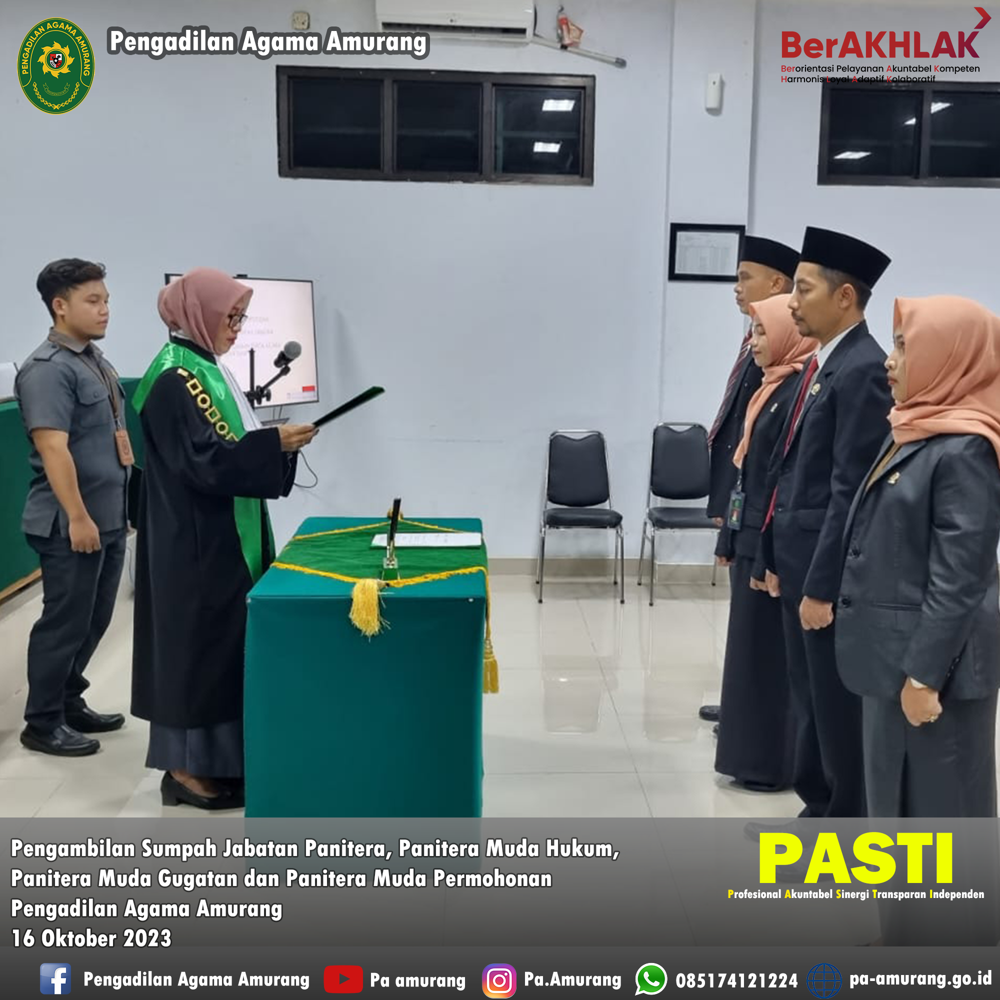 Pengambilan Sumpah Jabatan Panitera Panitera Muda Hukum Panitera Muda Gugatan Dan Panitera